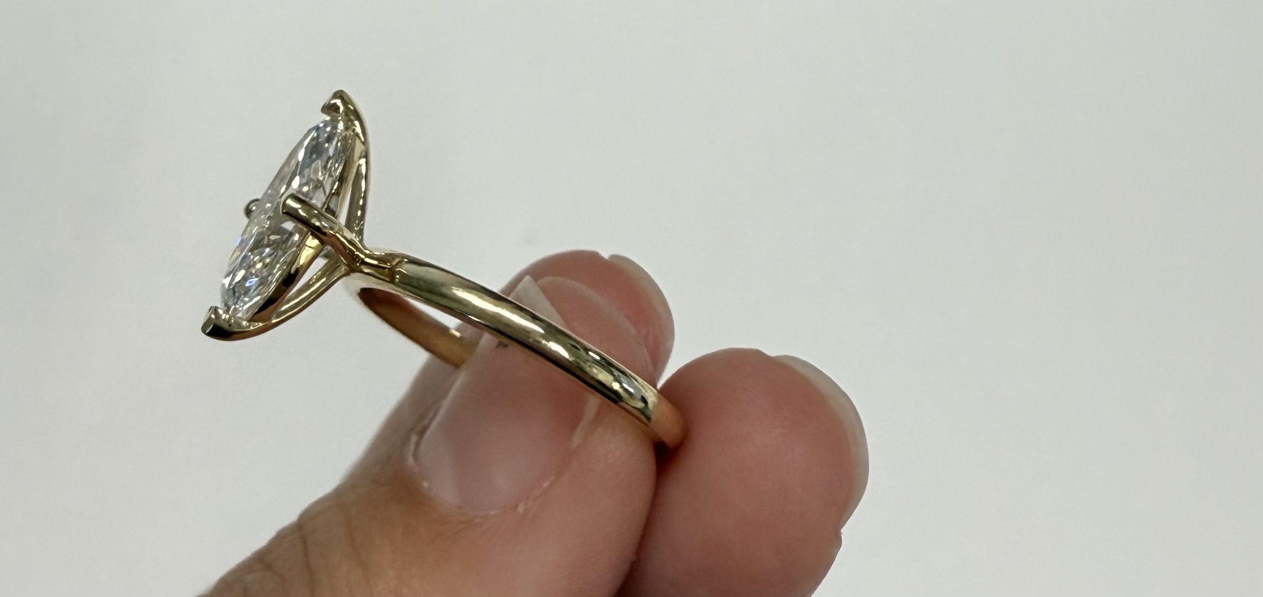 14k Yellow Gold Compass Style Genuine Laboratory Grown 2.01 Carat Marquise Diamond Engagement Ring - Image 5