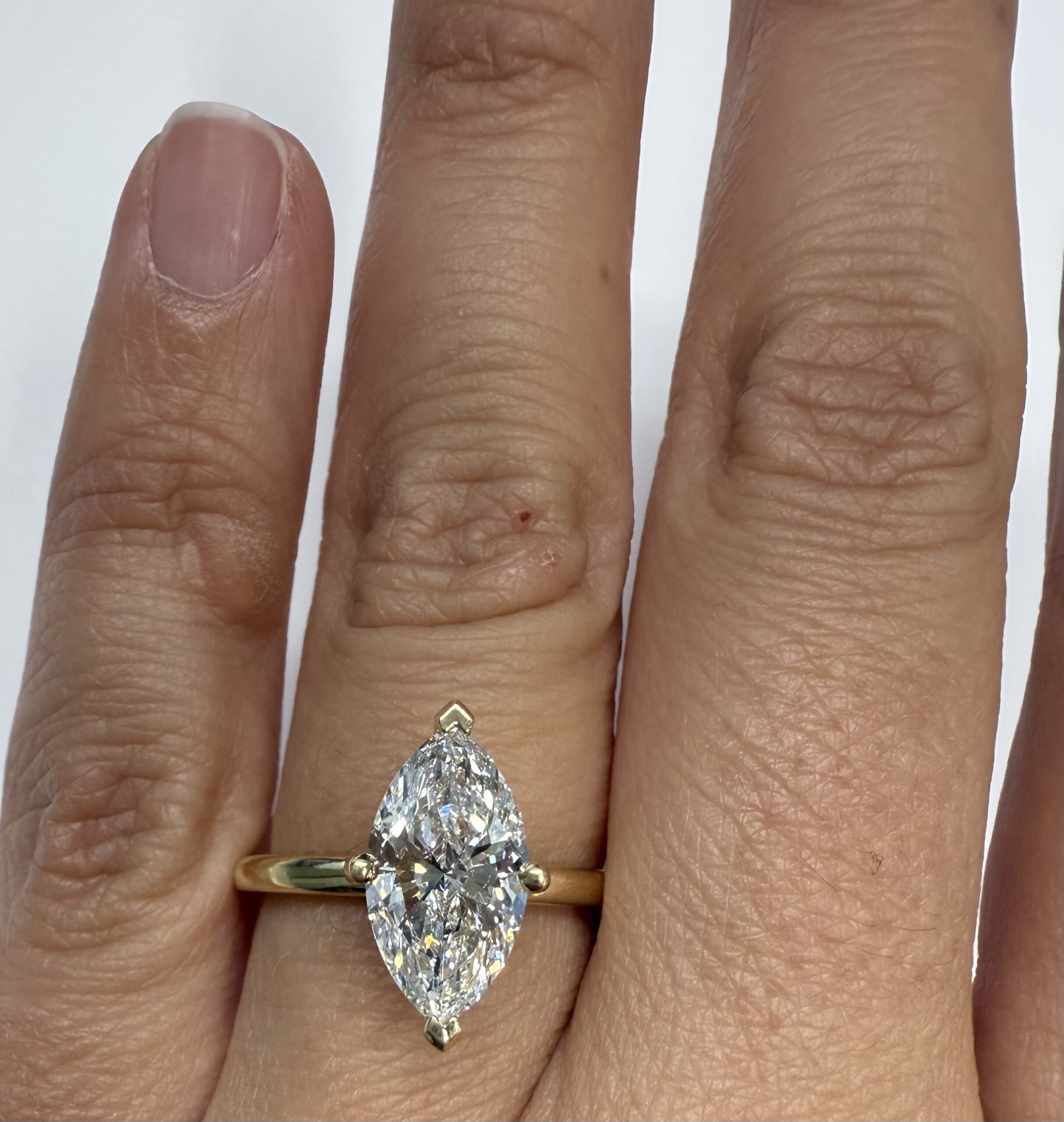 14k Yellow Gold Compass Style Genuine Laboratory Grown 2.01 Carat Marquise Diamond Engagement Ring - Image 20