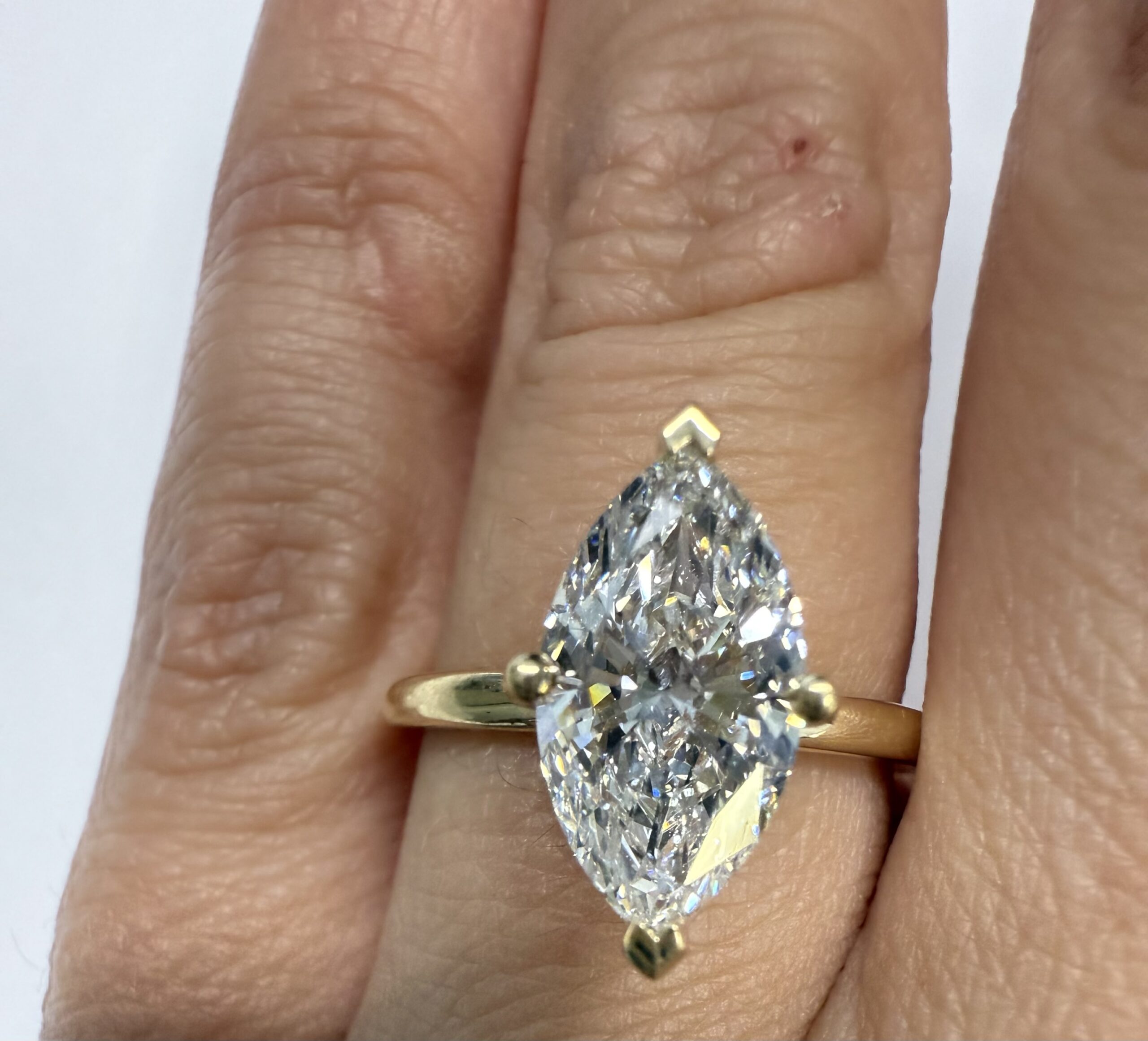 14k Yellow Gold Compass Style Genuine Laboratory Grown 2.01 Carat Marquise Diamond Engagement Ring - Image 21