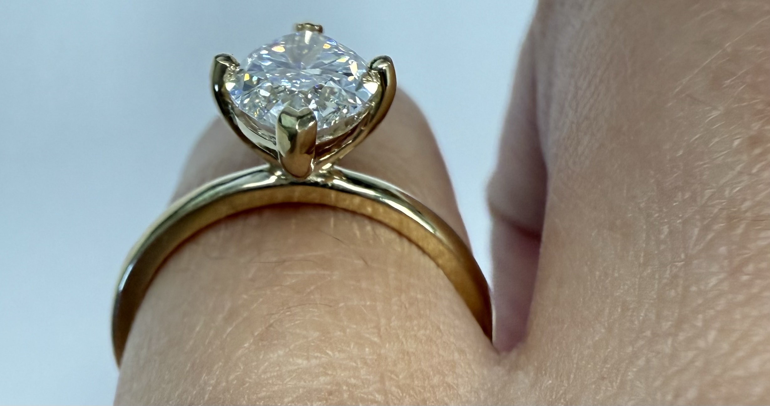 14k Yellow Gold Compass Style Genuine Laboratory Grown 2.01 Carat Marquise Diamond Engagement Ring - Image 23