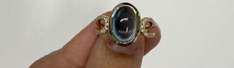 14k Yellow Gold Genuine Bezel Set 4.60 Cttw London Blue Topaz & Diamond Ring