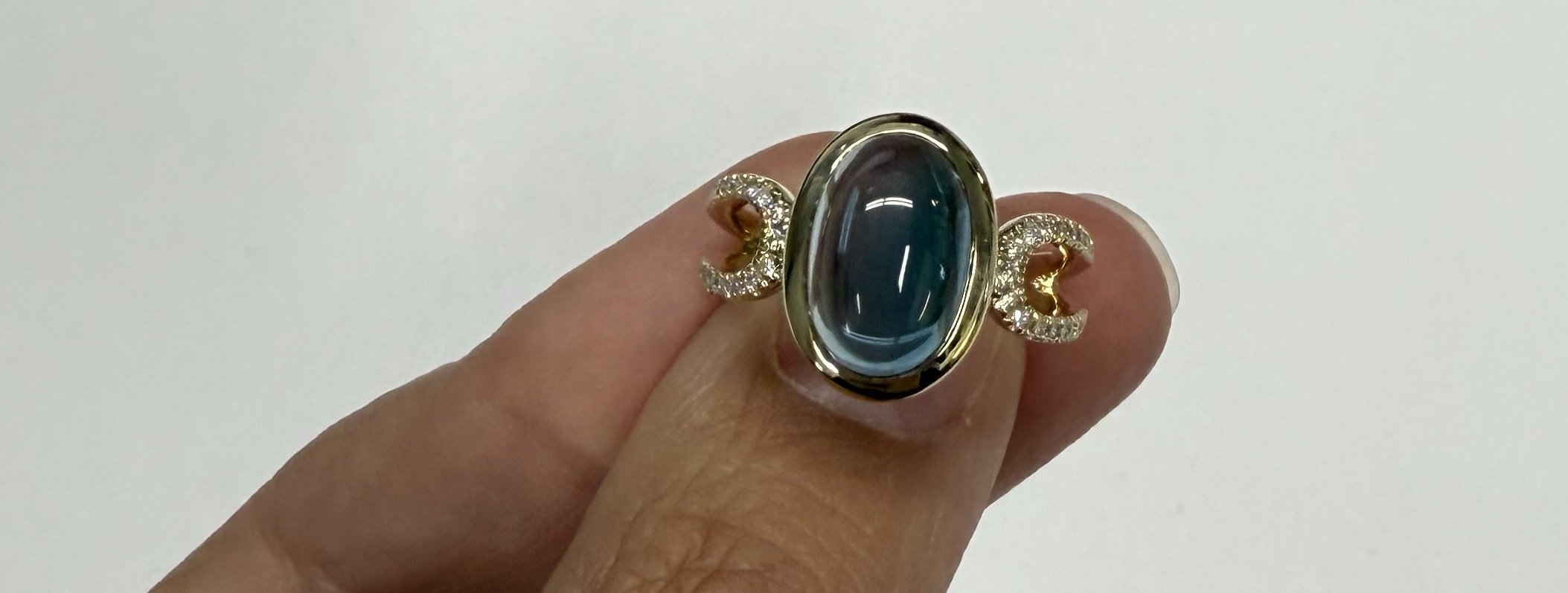 14k Yellow Gold Genuine Bezel Set 4.60 Cttw London Blue Topaz & Diamond Ring - Image 11