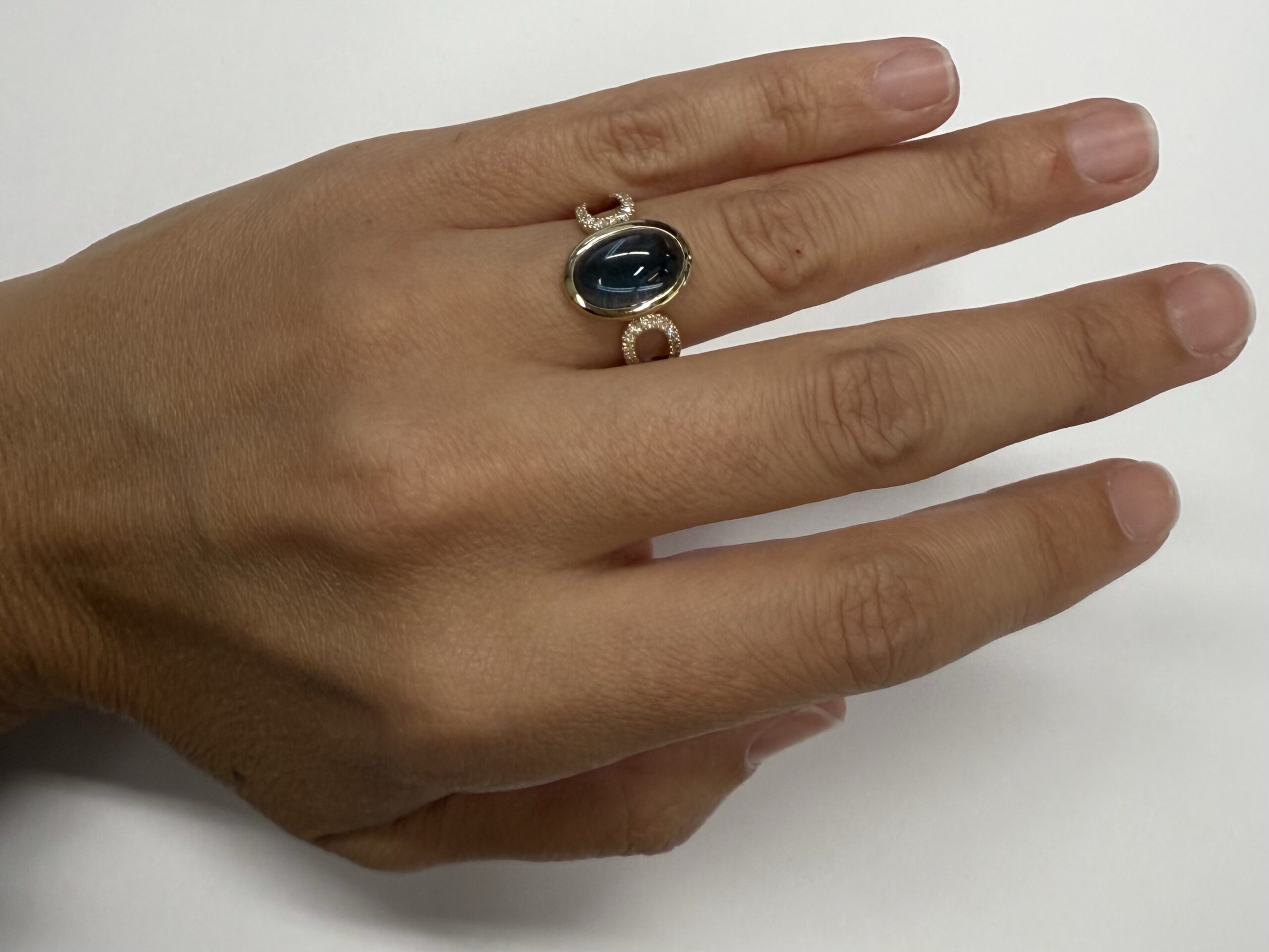 14k Yellow Gold Genuine Bezel Set 4.60 Cttw London Blue Topaz & Diamond Ring - Image 12