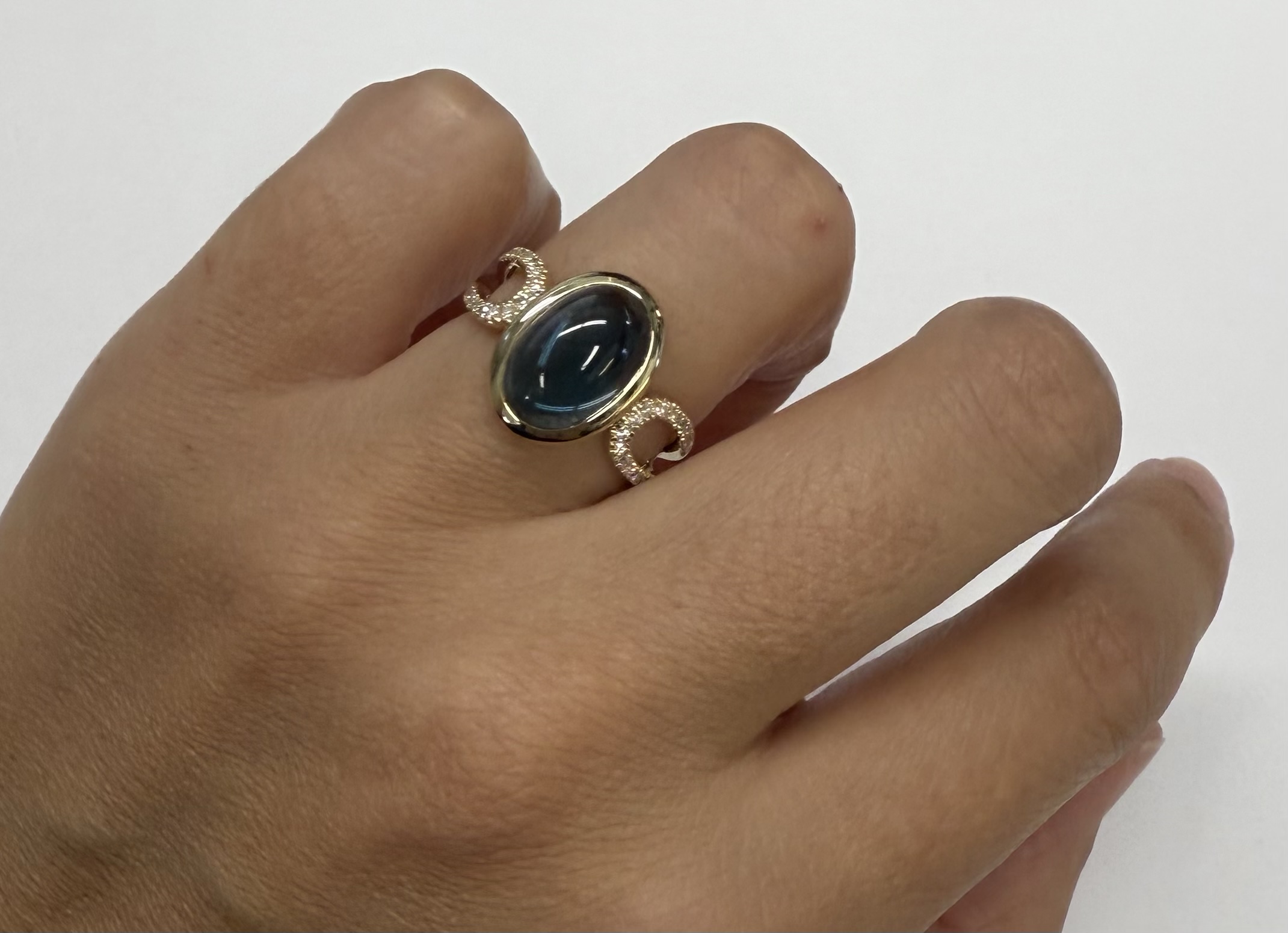 14k Yellow Gold Genuine Bezel Set 4.60 Cttw London Blue Topaz & Diamond Ring - Image 13