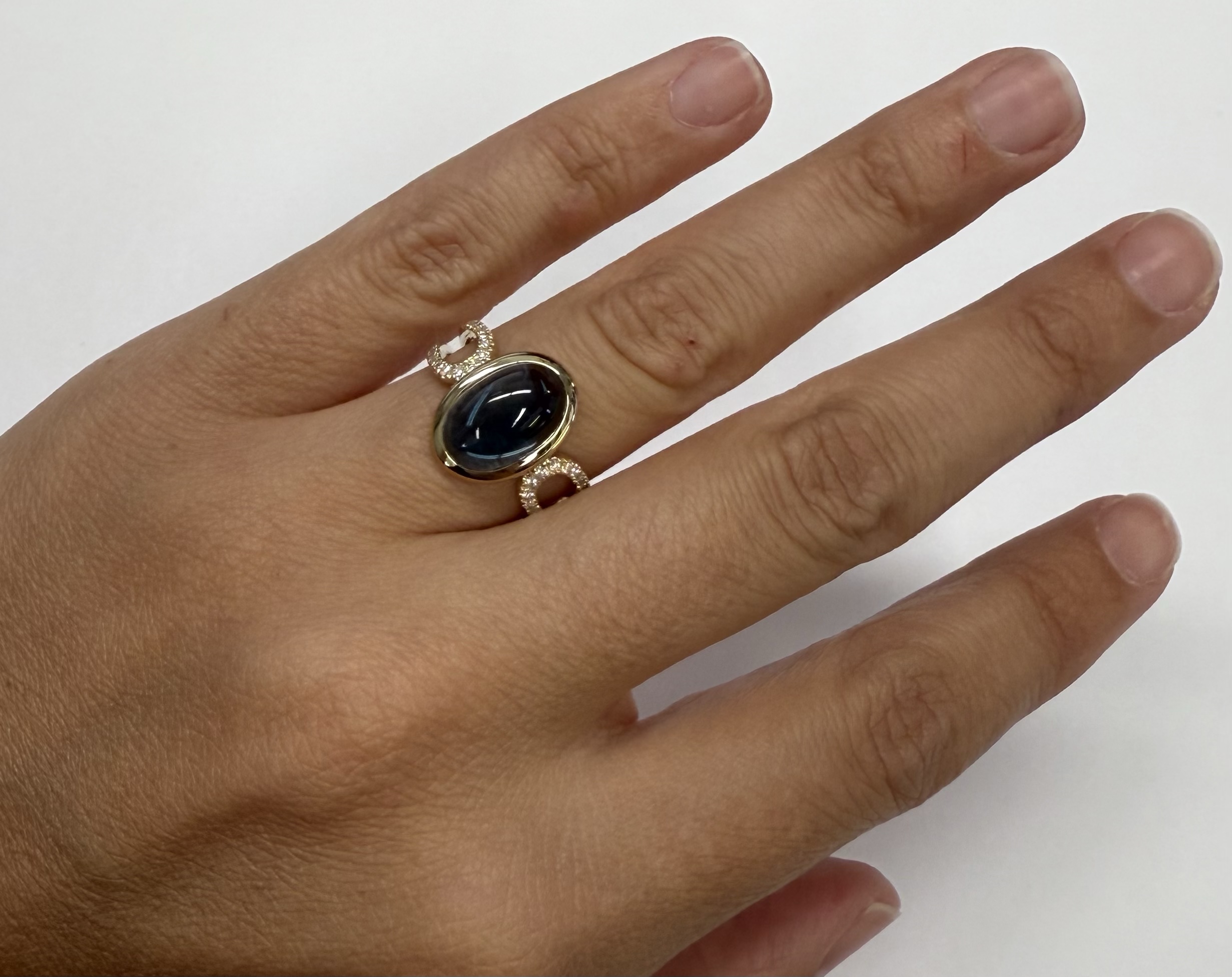 14k Yellow Gold Genuine Bezel Set 4.60 Cttw London Blue Topaz & Diamond Ring - Image 16