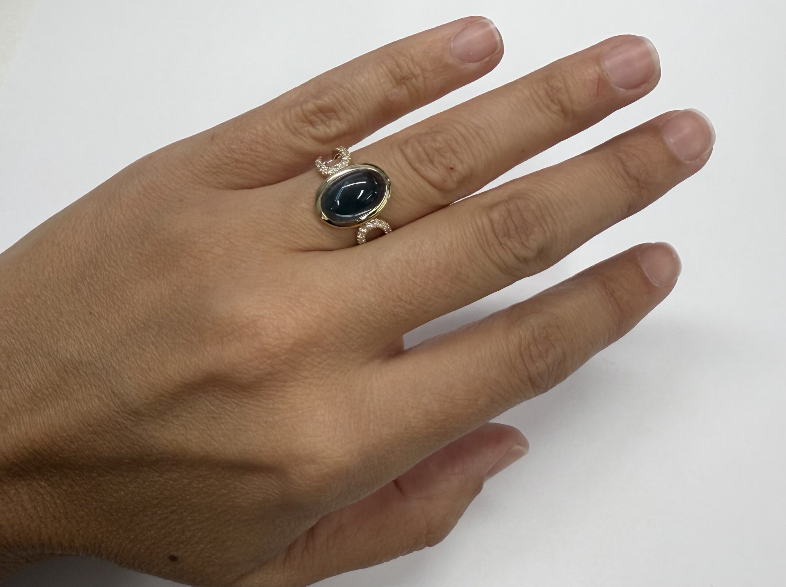 14k Yellow Gold Genuine Bezel Set 4.60 Cttw London Blue Topaz & Diamond Ring - Image 20