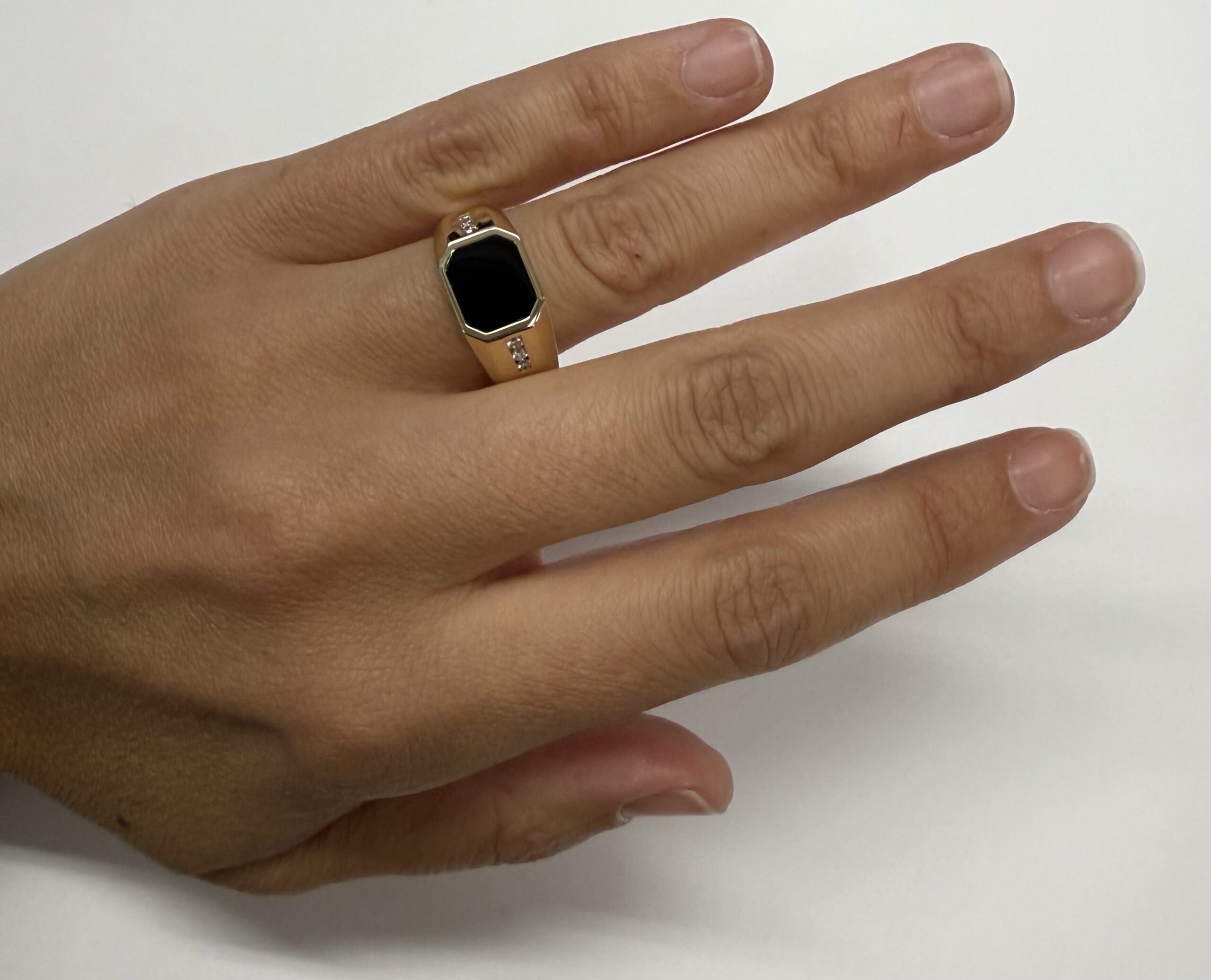 Gent's 14k Yellow Gold Genuine .71 Cttw Onyx & Diamond Ring - Image 11