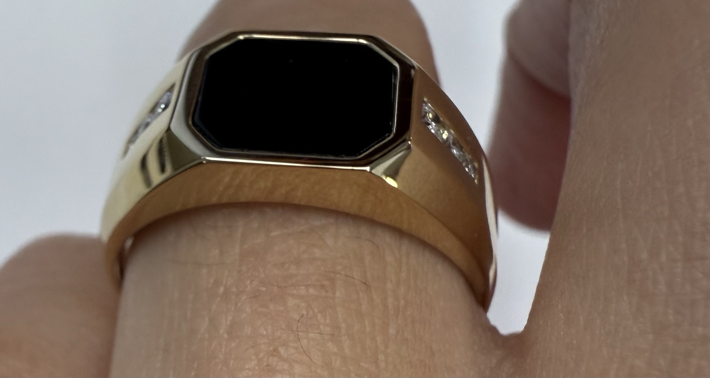 Gent's 14k Yellow Gold Genuine .71 Cttw Onyx & Diamond Ring - Image 18