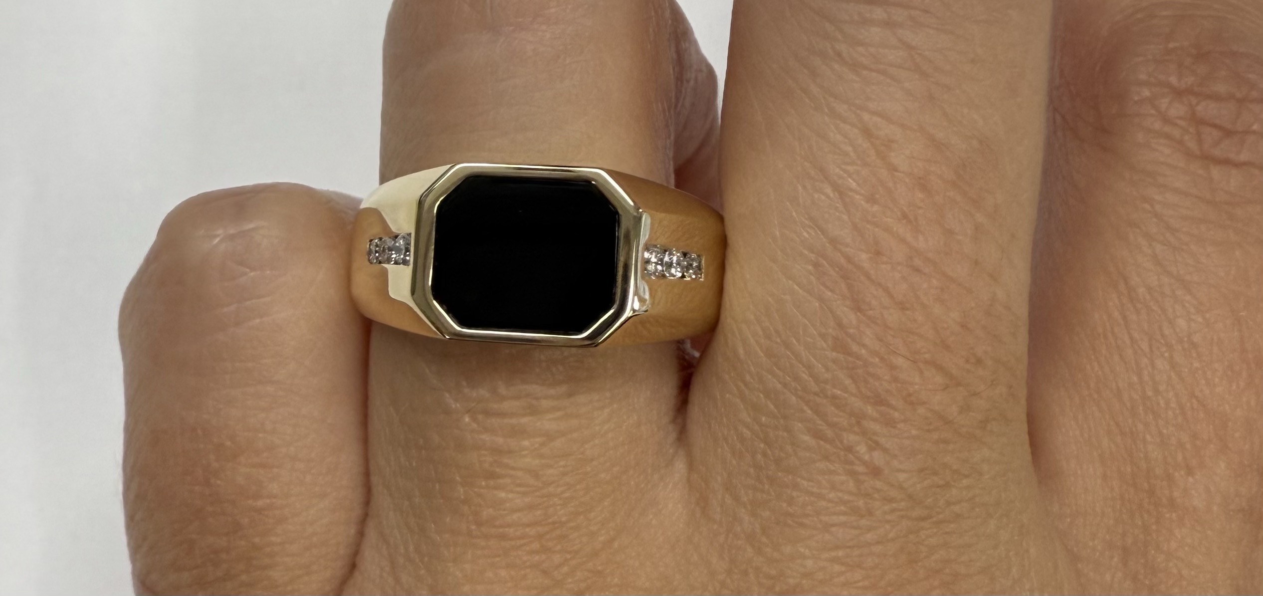Gent's 14k Yellow Gold Genuine .71 Cttw Onyx & Diamond Ring - Image 17