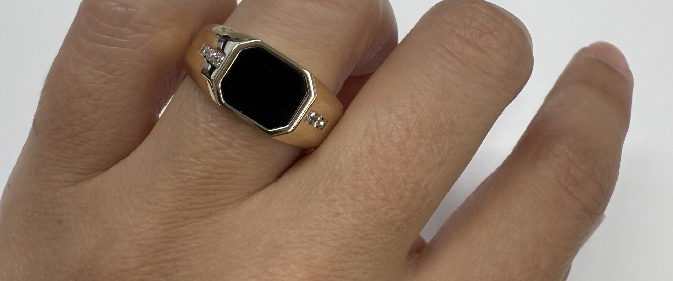 Gent's 14k Yellow Gold Genuine .71 Cttw Onyx & Diamond Ring - Image 19