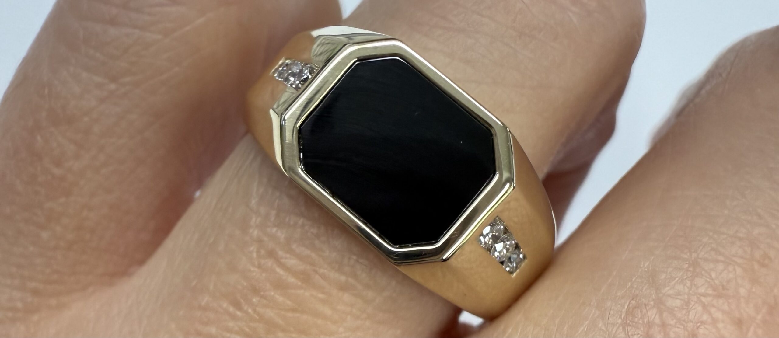 Gent's 14k Yellow Gold Genuine .71 Cttw Onyx & Diamond Ring - Image 21