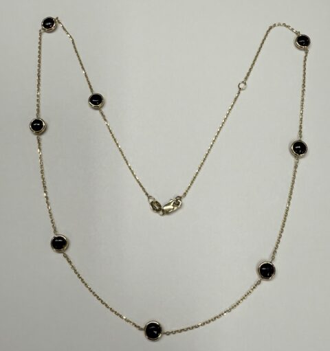 14k Yellow Gold 4 MM Genuine Onyx Bezel Set Necklace