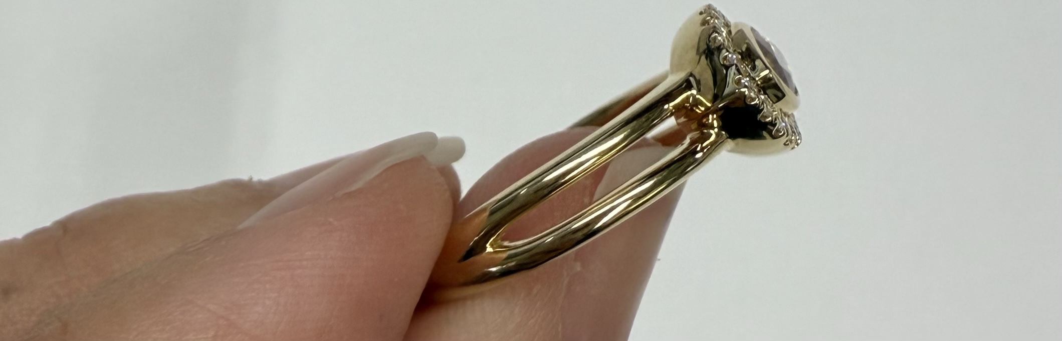 14k Yellow Gold East West Bezel Set Genuine .71 Cttw Citrine & Diamond Halo Ring - Image 16