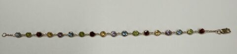 14k Yellow Gold Genuine Multi-Gemstone Bezel Set Bracelet