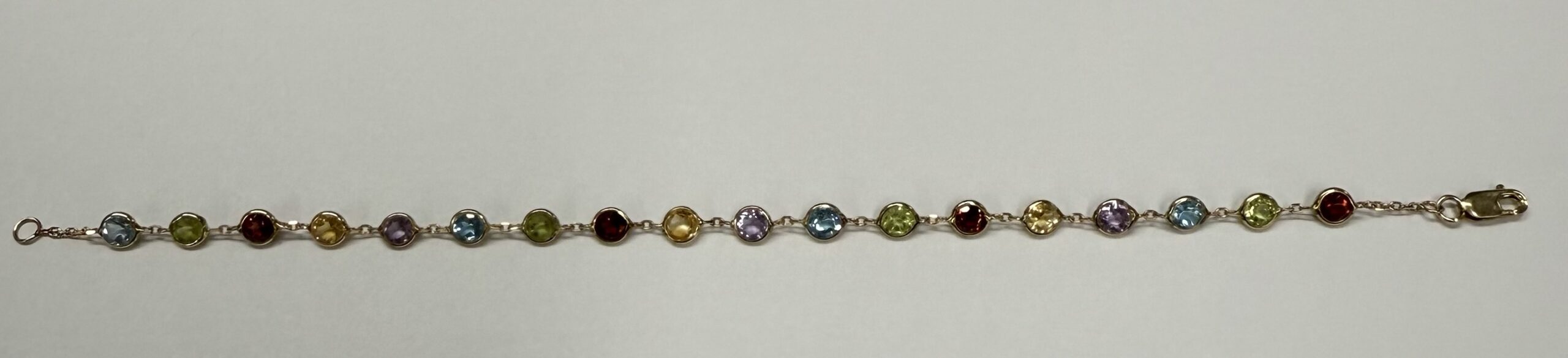 14k Yellow Gold Genuine Multi-Gemstone Bezel Set Bracelet