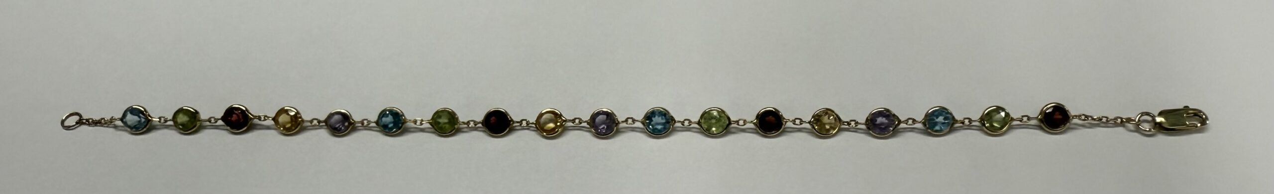 14k Yellow Gold Genuine Multi-Gemstone Bezel Set Bracelet - Image 2