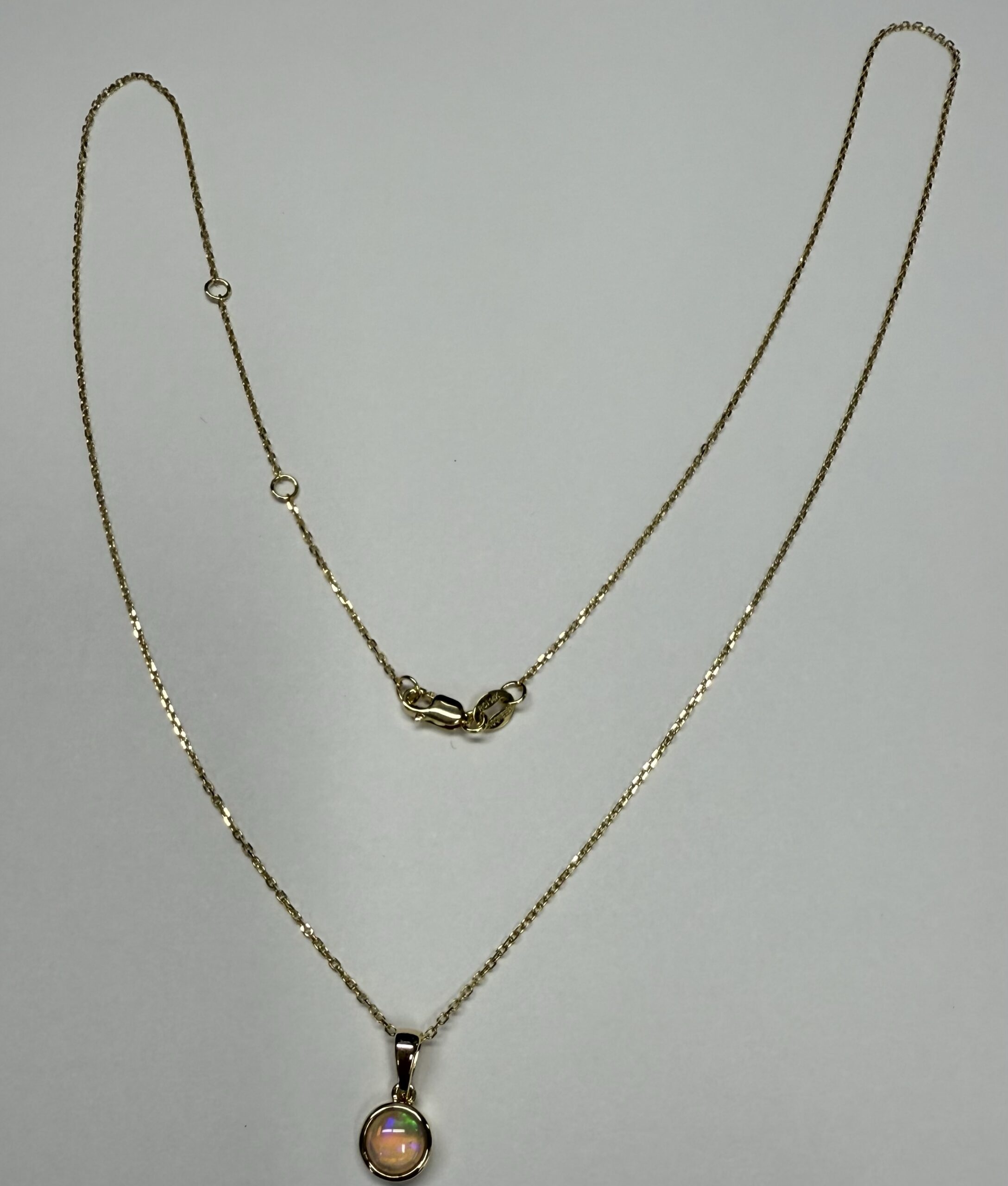 14k Yellow Gold Genuine .27 Cttw Opal Bezel Set Pendant - Image 19