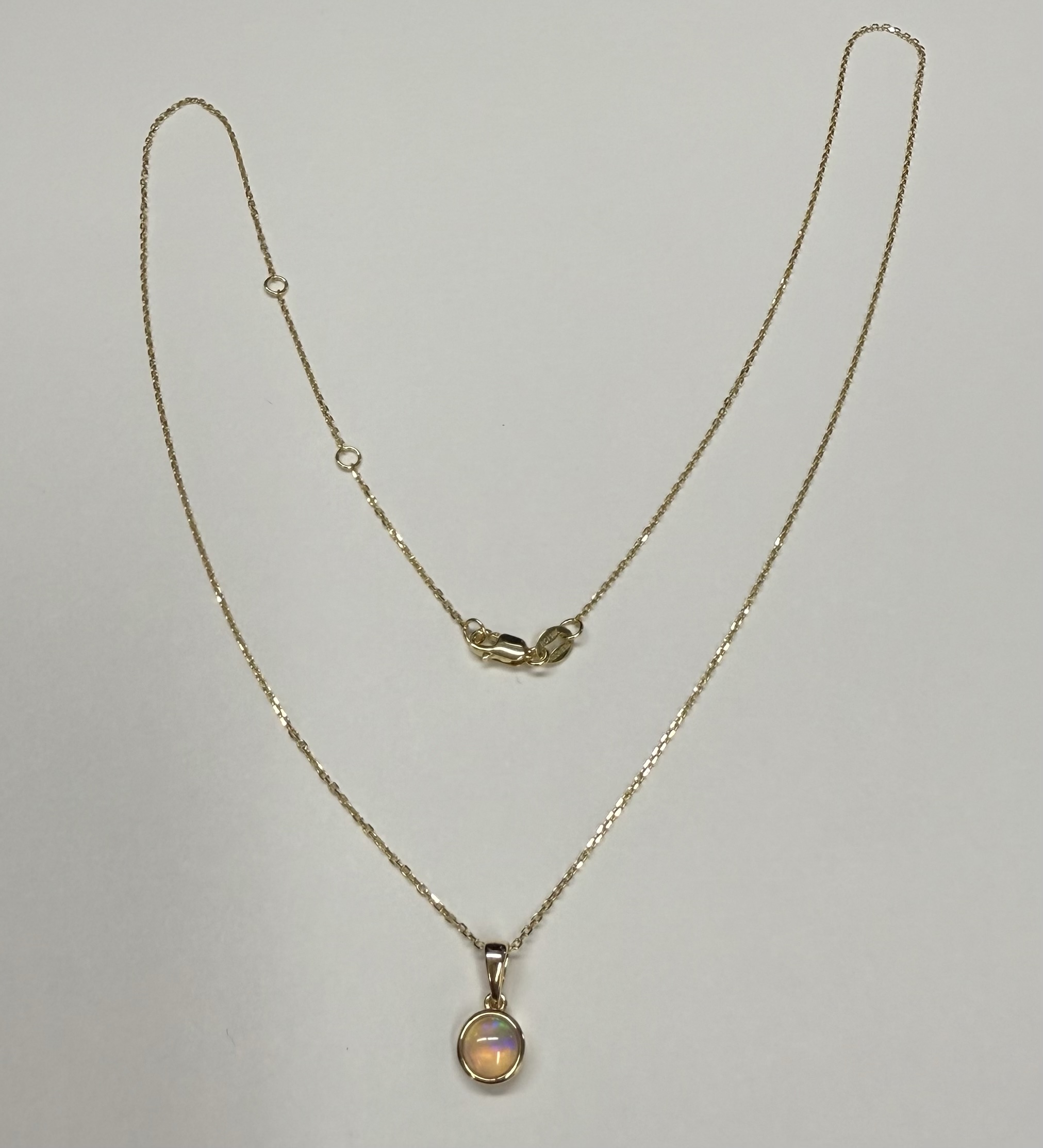 14k Yellow Gold Genuine .27 Cttw Opal Bezel Set Pendant - Image 5