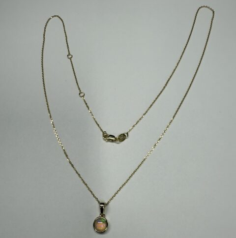 14k Yellow Gold Genuine .27 Cttw Opal Bezel Set Pendant